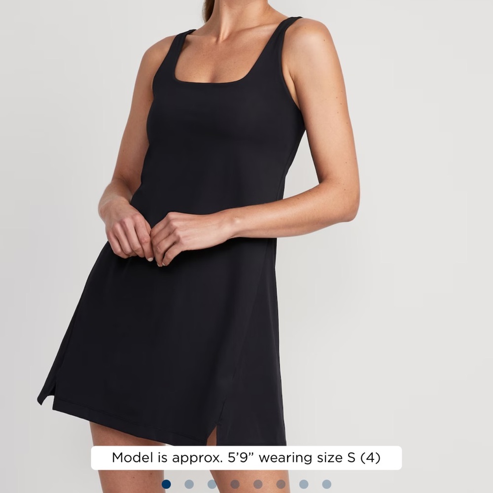 Old Navy Power Soft Square Neck Black Athletic Dress